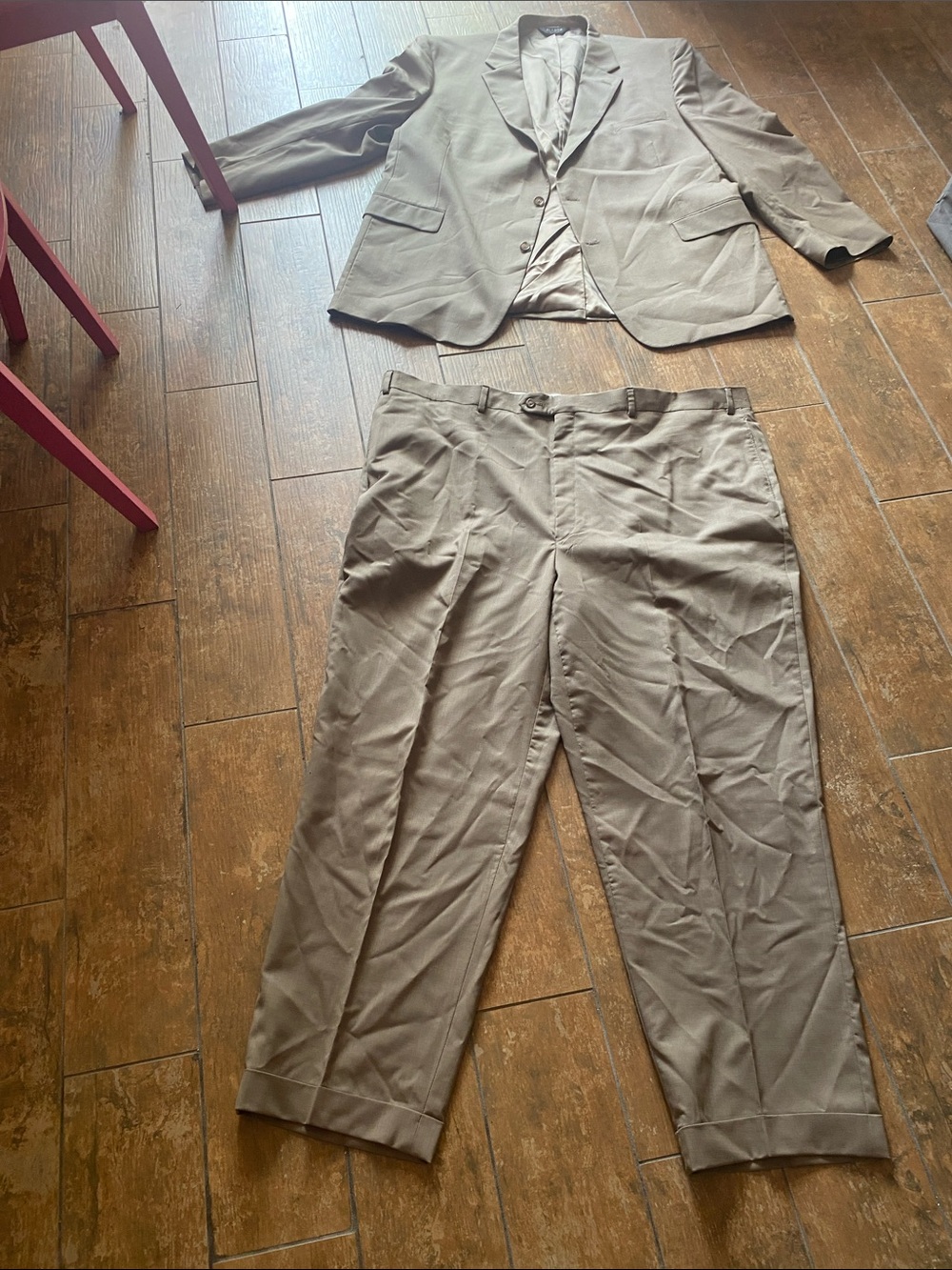 Jos. A. Bank Men's Taupe Suit. Jacket is 52L and pants are 48L. Good condition.